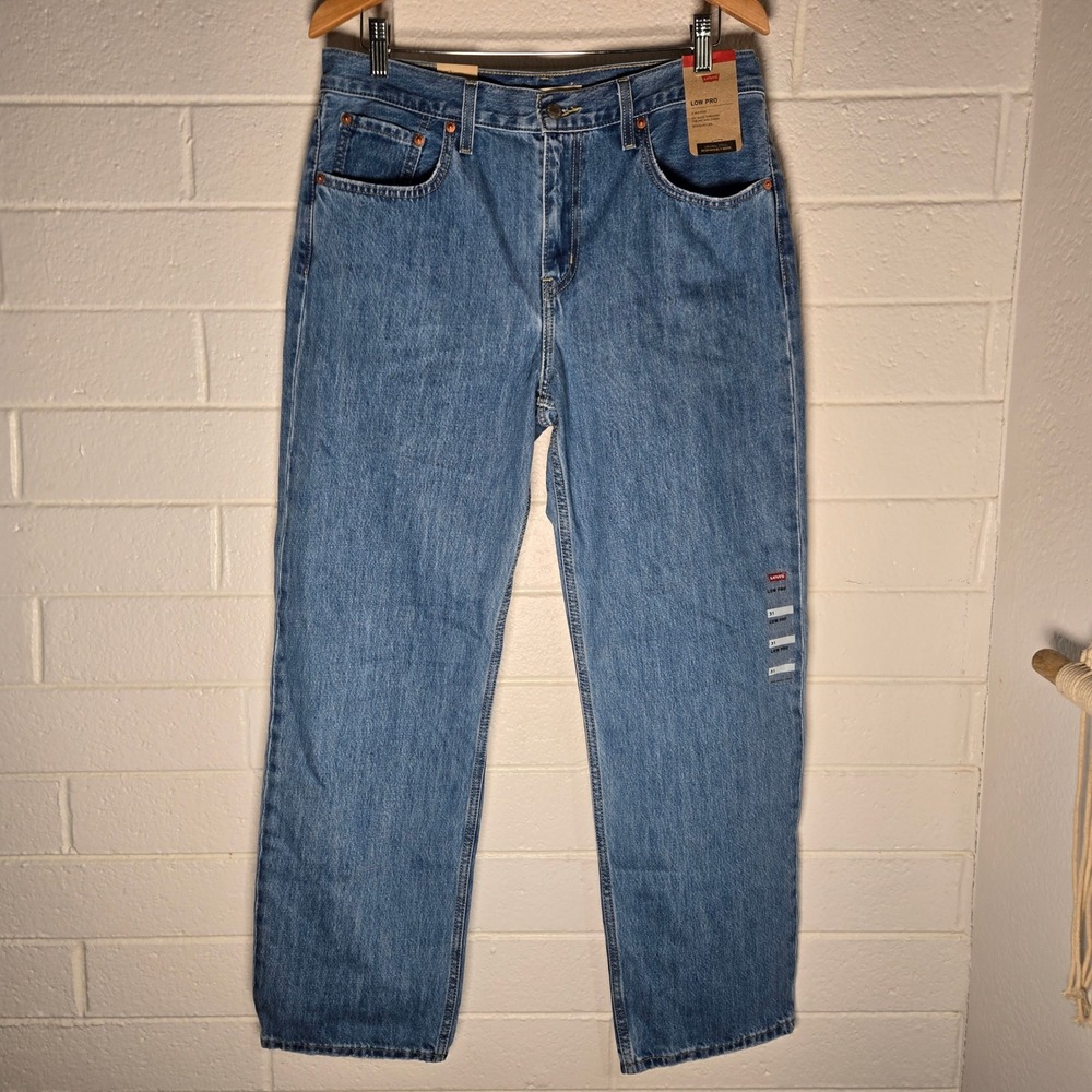 NWT Levis Low Pro Jeans 31 Mid Rise‎ Straight Leg Blue Denim Workwear Heavy